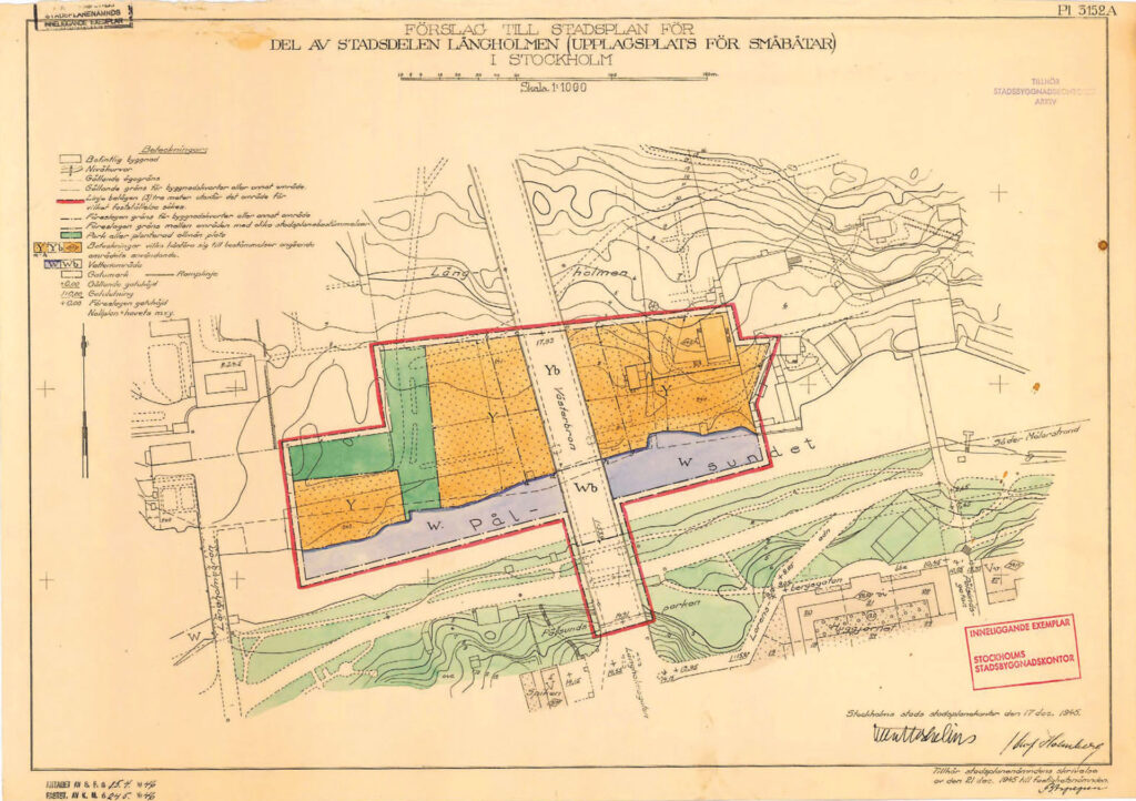 Stadsplan för Långholmen anno 1945